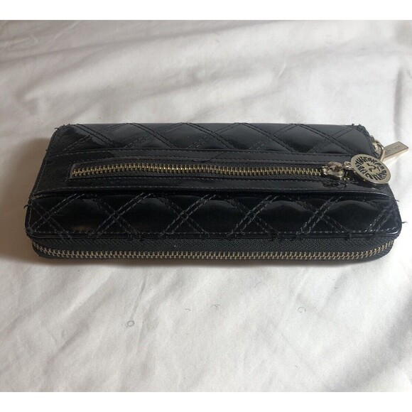 ANNE KLEIN Black Wallet Billfold Vinyl Clutch Zipper “9” x “4” - Picture 1 of 9